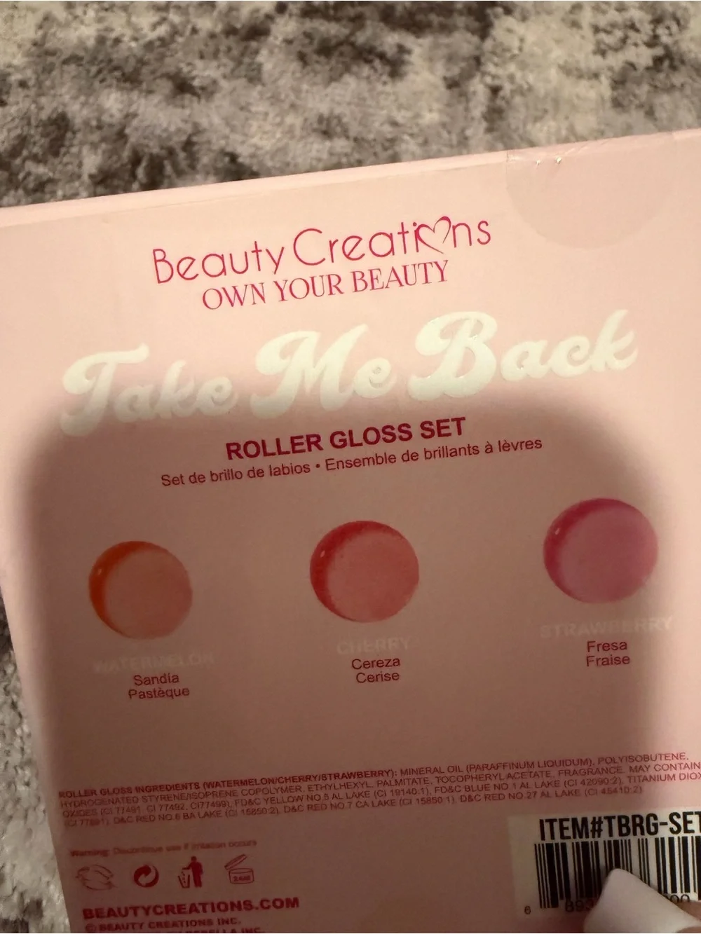 Beauty Creations Roller Gloss Trio – Bright Pink, Coral, Light Pink Caps